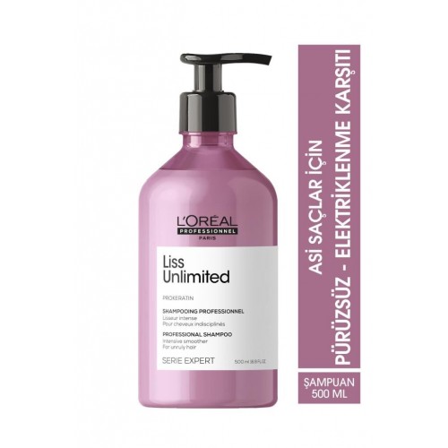 L'oreal Professionnel Serie Expert Liss Unlimited Elektriklenme Karşıtı ve Yumuşaklık Veren Şampuan 500 ml L'oreal Professionnel Serie Expert Liss Unlimited Elektriklenme Karşıtı ve Yumuşaklık Veren Şampuan 500 ml