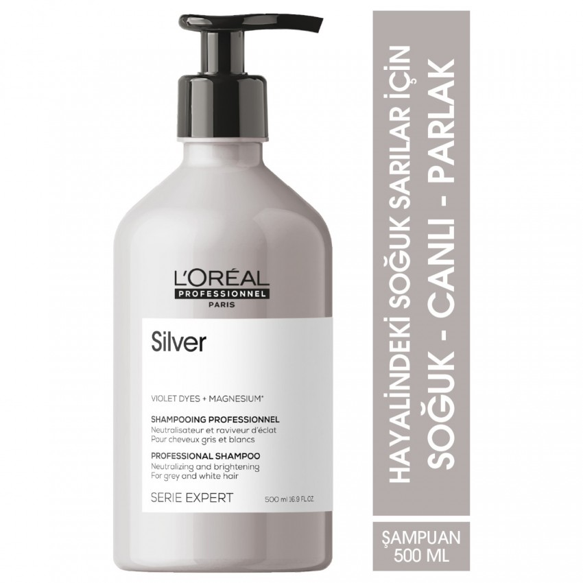 Serie Expert Silver Çok Açık Sarı Gri ve Beyaz Saçlar İçin Renk Dengeleyici Mor Şampuanı 500 ml