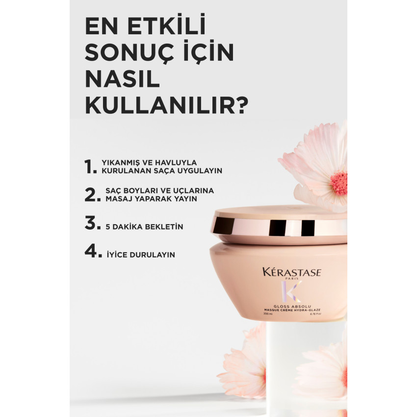 Gloss Absolu Kalın Telli Ve Elektriklenmeye Eğilimli Saçlar Için Nemlendiren Maske 200ml
