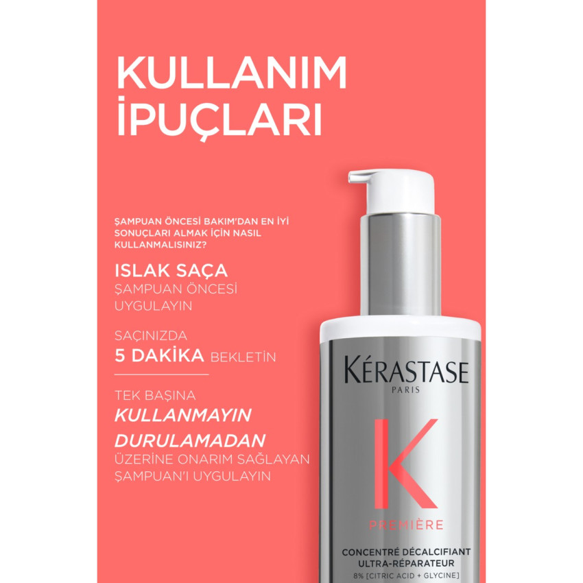 Premiere Concentré Décalcifiant Ultra-Réparateur Onarım Sağlayan Şampuan Öncesi Bakım 250ml 250ml