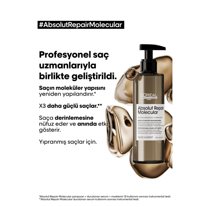 Serie Expert Absolut Repair Molecular Tüm Yıpranmış Saçlar Için Durulanan Serum